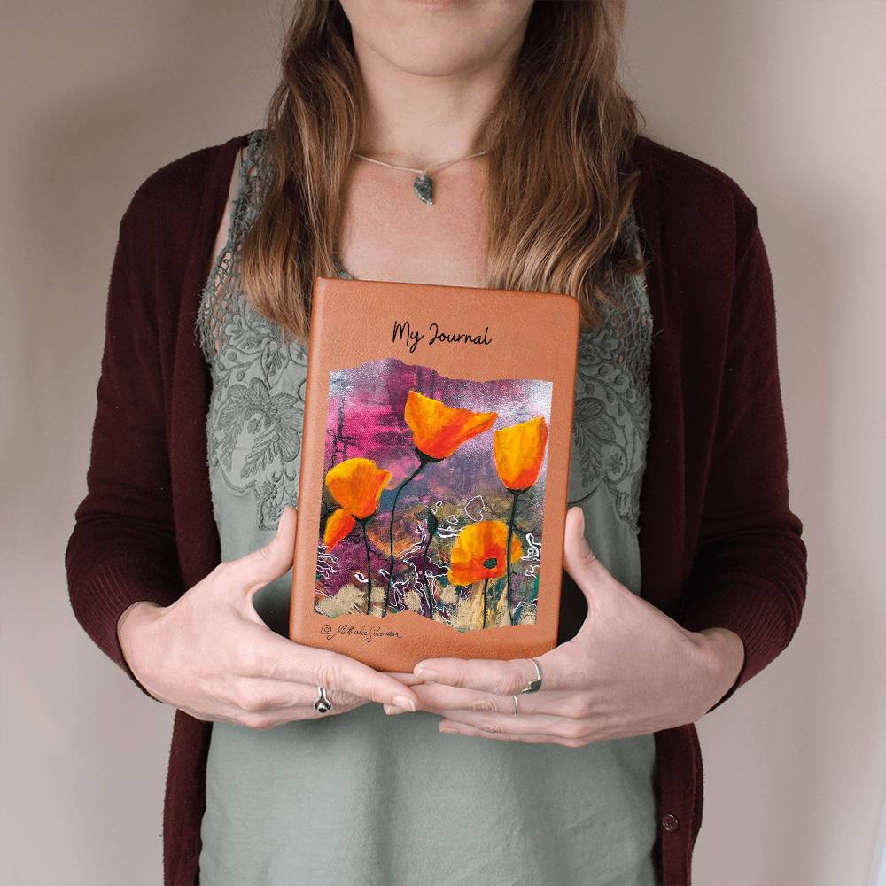 Dancing Poppies Journal – Vegan Leather Notebook Featuring Artwork by Nathalie Sorensson