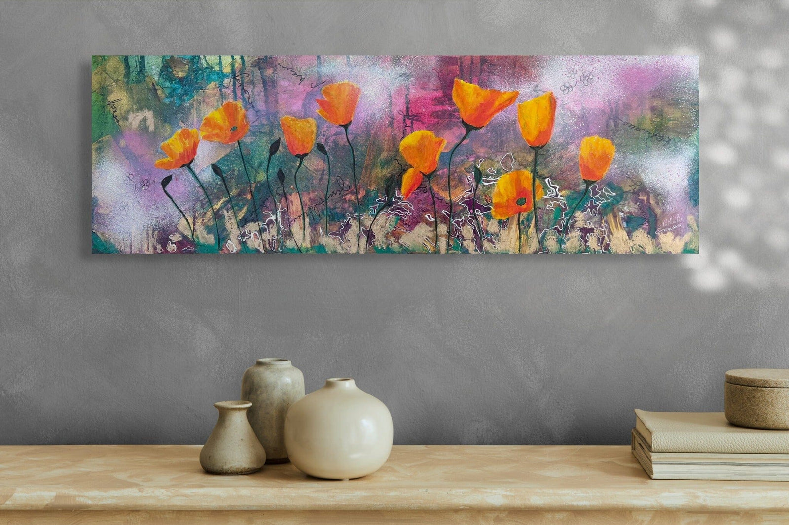 Dancing Poppies Original Painting Nathalie Sorensson 