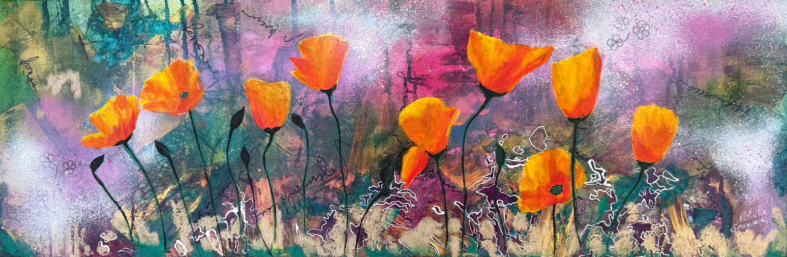 Dancing Poppies Original Painting Nathalie Sorensson 