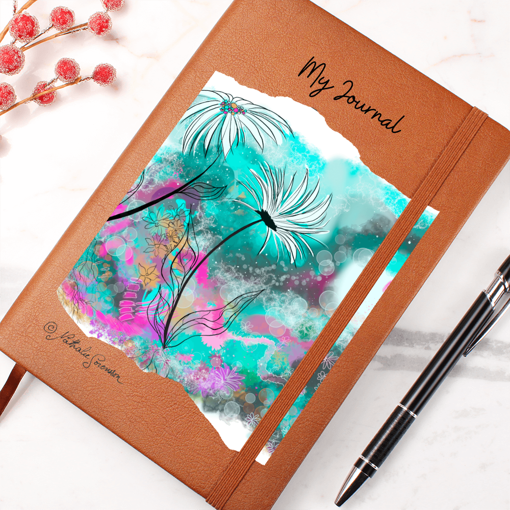 "In the Orbs Garden" Journal – Vegan Leather Notebook Featuring Digital Artwork by Nathalie Sorensson