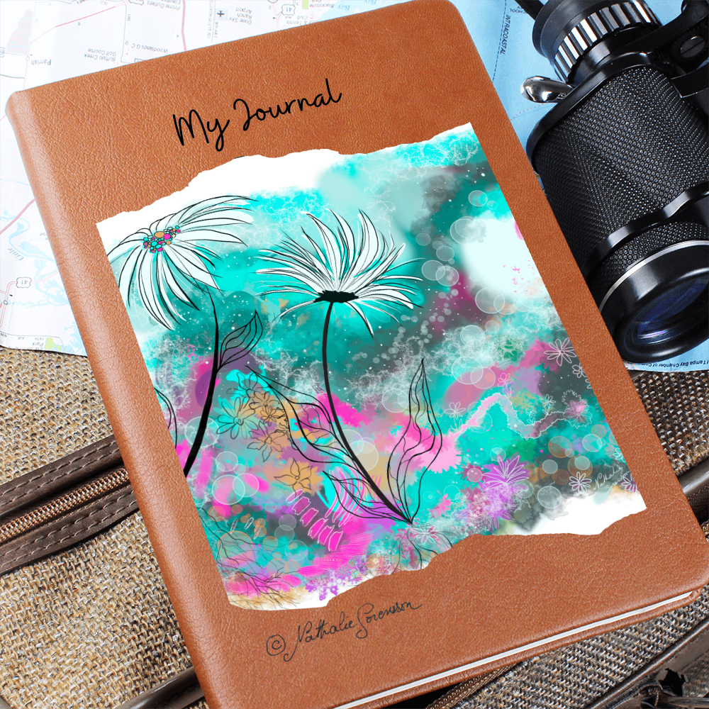 "In the Orbs Garden" Journal – Vegan Leather Notebook Featuring Digital Artwork by Nathalie Sorensson