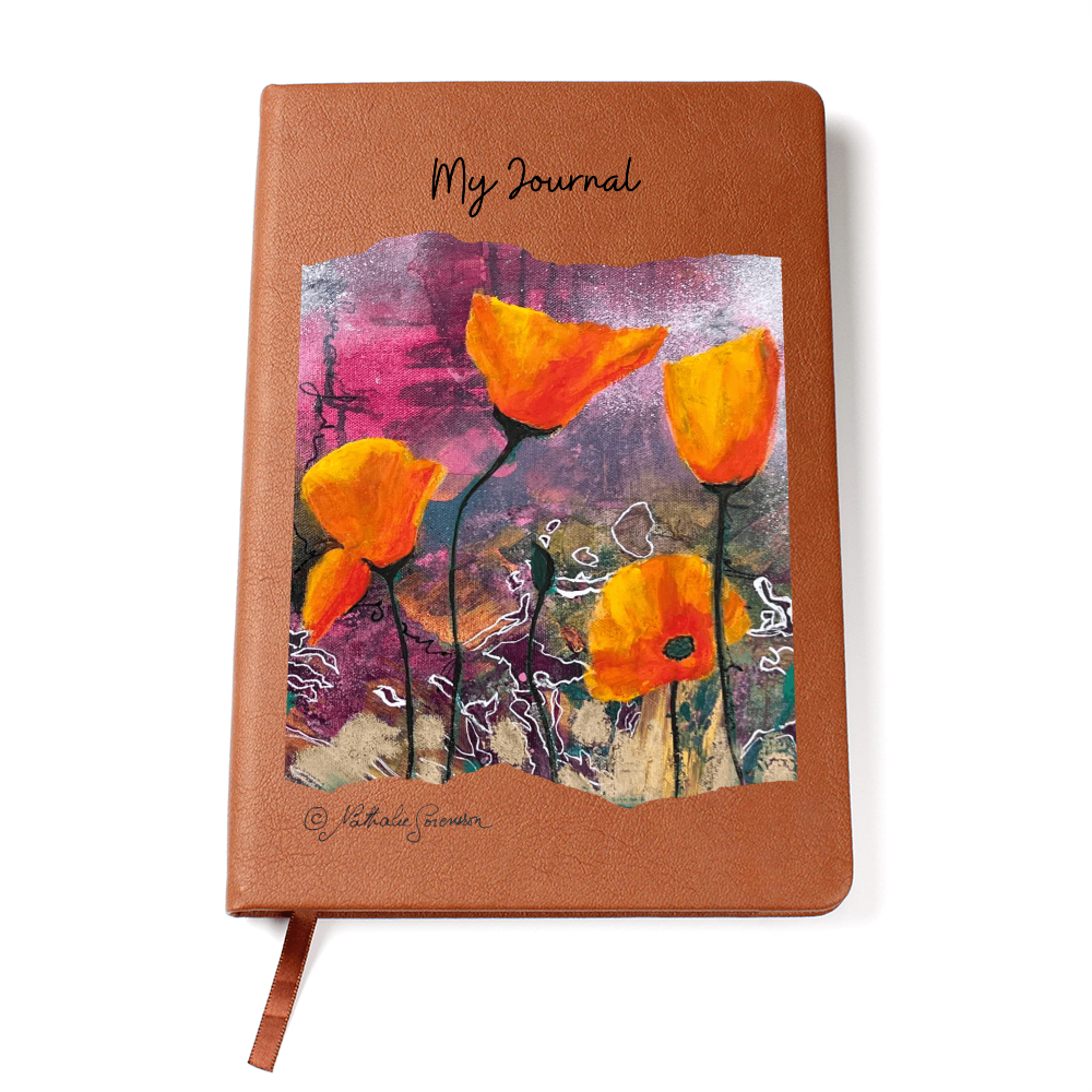 Dancing Poppies Journal – Vegan Leather Notebook Featuring Artwork by Nathalie Sorensson