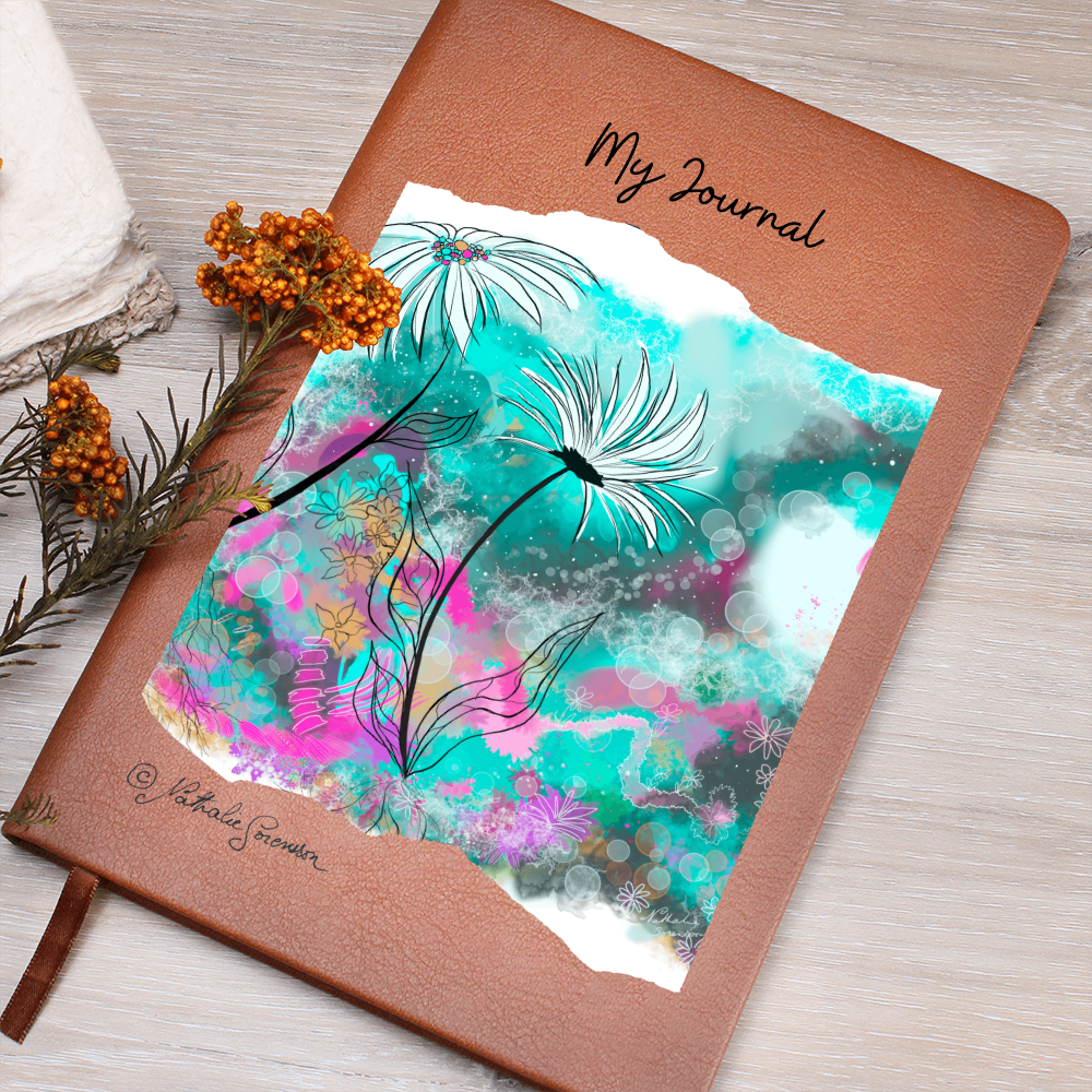 "In the Orbs Garden" Journal – Vegan Leather Notebook Featuring Digital Artwork by Nathalie Sorensson