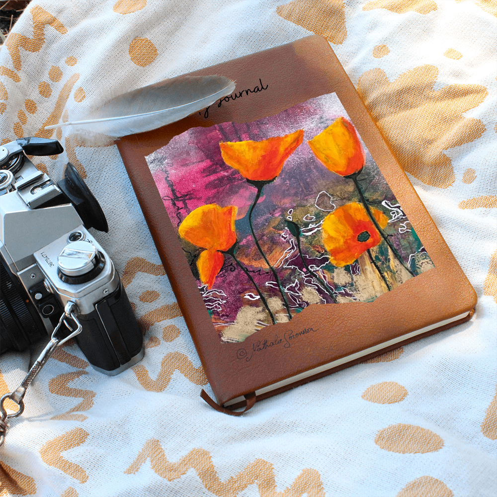 Dancing Poppies Journal – Vegan Leather Notebook Featuring Artwork by Nathalie Sorensson