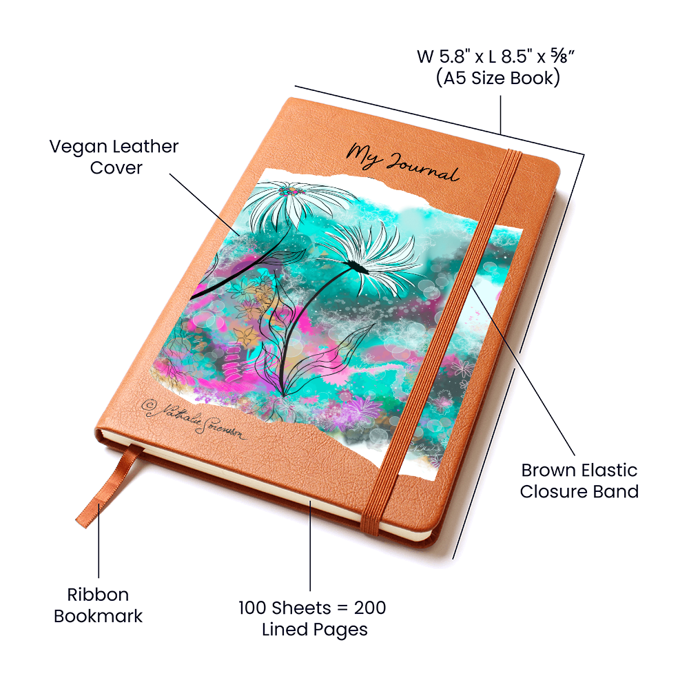 "In the Orbs Garden" Journal – Vegan Leather Notebook Featuring Digital Artwork by Nathalie Sorensson