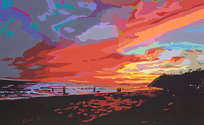 A Night At Hendry's Beach Original Painting Nathalie Sorensson 